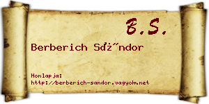 Berberich Sándor névjegykártya